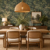 WM10116101 Lush woodland forest trees branches sage Green faux fabric textured Wallpaper 3D