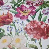 WM10120101 White red green pink Lush botanical tulips flowers bloom floral design Wallpaper