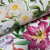 WM10120101 White red green pink Lush botanical tulips flowers bloom floral design Wallpaper