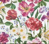 WM10120101 White red green pink Lush botanical tulips flowers bloom floral design Wallpaper
