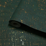 WM103401 real natural cork emerald green gold metallic striped textured Wallpaper