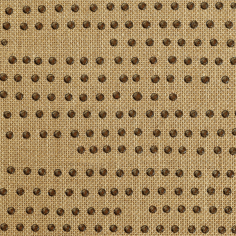WM1059101 Runway Rivets Wallpaper Bronze on Natural Burlap Jute Wallcoverings