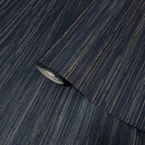 WM146601 Dark navy blue natural Grasscloth textured Wallpaper modern wallcoverings rolls
