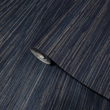 WM146601 Dark navy blue natural Grasscloth textured Wallpaper modern wallcoverings rolls