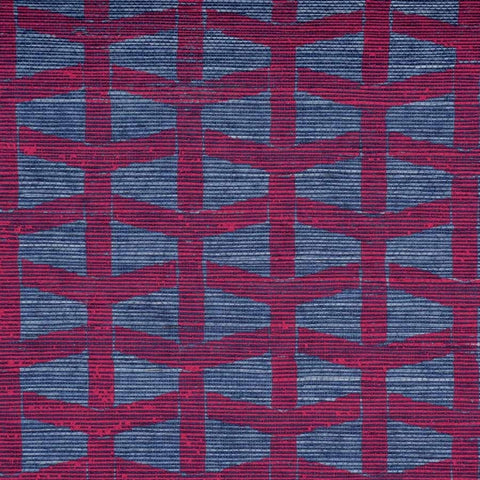 WM206401 Lattice Wallpaper Magenta on Peacock Blue Manila Hemp Wallcoverings