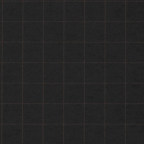 WM215301 Vinyl Savile Suiting Plaid Wallpaper Copper on Ebony Wallcoverings