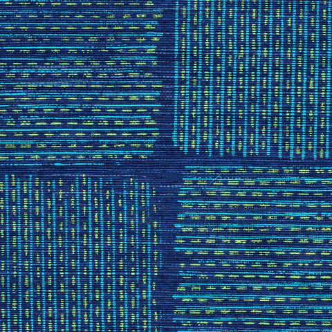 WM258501 Kantha Wallpaper Tibetan Teal on Peacock Blue Manila Hemp Wallcoverings