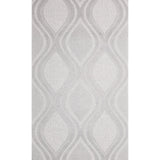 WM29510201 Light gray off white silver metallic ogee diamond trellis faux fabric wallpaper