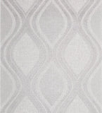 WM29510201 Light gray off white silver metallic ogee diamond trellis faux fabric wallpaper