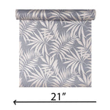 WM29650001 Gray beige distressed faux fabric Tropical palm leaves Wallpaper