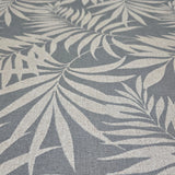 WM29650001 Gray beige distressed faux fabric Tropical palm leaves Wallpaper
