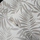 WM29650101 Ivory off white beige distressed faux fabric Tropical palm leaves Wallpaper roll
