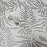 WM29650101 Ivory off white beige distressed faux fabric Tropical palm leaves Wallpaper roll
