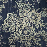 WM30657701 Silk textile fabric Wallpaper black gold metallic glam roses and peonies blossom
