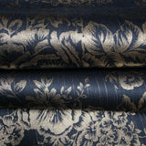 WM30657701 Silk textile fabric Wallpaper black gold metallic glam roses and peonies blossom
