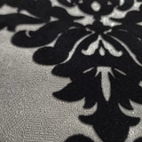 WM33580401 Flocking wallcoverings beige black Flocked Victorian damask velvet Wallpaper 3D