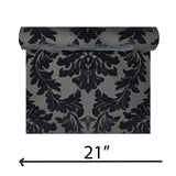 WM33580501 Flocking wallcovering taupe gray black Flocked Victorian damask velvet Wallpaper
