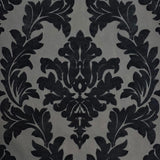 WM33580501 Flocking wallcovering taupe gray black Flocked Victorian damask velvet Wallpaper
