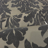 WM33580501 Flocking wallcovering taupe gray black Flocked Victorian damask velvet Wallpaper
