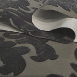 WM33580501 Flocking wallcovering taupe gray black Flocked Victorian damask velvet Wallpaper
