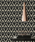 WM33582601, 335826 Flocking Black flock off white Flocked Victorian damask velvet Wallpaper 
