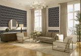 WM33582601, 335826 Flocking Black flock off white Flocked Victorian damask velvet Wallpaper 
