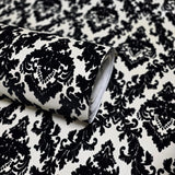 WM33582601, 335826 Flocking Black flock off white Flocked Victorian damask velvet Wallpaper 
