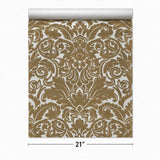  WM33583201, 335832 Flocking orange beige ivory cream Flocked Victorian damask velvet Wallpaper 3D