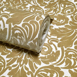  WM33583201, 335832 Flocking orange beige ivory cream Flocked Victorian damask velvet Wallpaper 3D