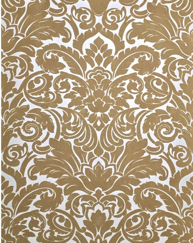  WM33583201, 335832 Flocking orange beige ivory cream Flocked Victorian damask velvet Wallpaper 3D