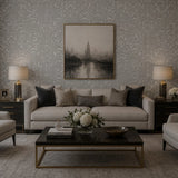 WM33583301, 335833 Flocking olive gray silver metallic Flocked Victorian damask velvet Wallpaper 3D