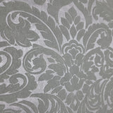WM33583301, 335833 Flocking olive gray silver metallic Flocked Victorian damask velvet Wallpaper 3D