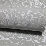 WM33583301, 335833 Flocking olive gray silver metallic Flocked Victorian damask velvet Wallpaper 3D