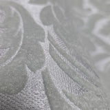 WM33583301, 335833 Flocking olive gray silver metallic Flocked Victorian damask velvet Wallpaper 3D