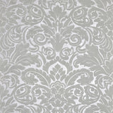 WM33583301, 335833 Flocking olive gray silver metallic Flocked Victorian damask velvet Wallpaper 3D
