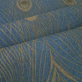 WM36971201 Peacock Feathers blue olive dijon brass faux fabric contemporary wallpaper rolls