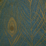 WM36971201 Peacock Feathers blue olive dijon brass faux fabric contemporary wallpaper rolls