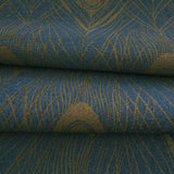 WM36971201 Peacock Feathers blue olive dijon brass faux fabric contemporary wallpaper rolls