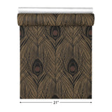 WM36971801 Peacock Feather mustard gold brass bronze red faux fabric contemporary wallpaper