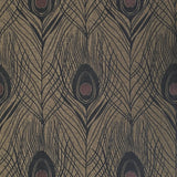 WM36971801 Peacock Feather mustard gold brass bronze red faux fabric contemporary wallpaper