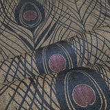 WM36971801 Peacock Feather mustard gold brass bronze red faux fabric contemporary wallpaper
