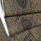 WM36971801 Peacock Feather mustard gold brass bronze red faux fabric contemporary wallpaper