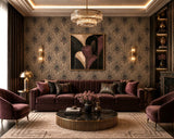 WM36971801 Peacock Feather mustard gold brass bronze red faux fabric contemporary wallpaper