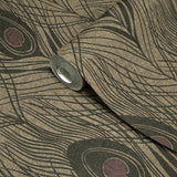 WM36971801 Peacock Feather mustard gold brass bronze red faux fabric contemporary wallpaper