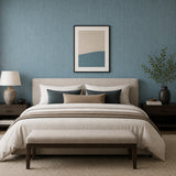 WM36976301 Teal Blue gold faux grass cloth fabric textured vertical lines modern wallpaper
