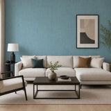 WM36976301 Teal Blue gold faux grass cloth fabric textured vertical lines modern wallpaper