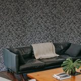 WM38828101 Geometric black gray silver gold metallic lines faux tile Textured geo wallpaper