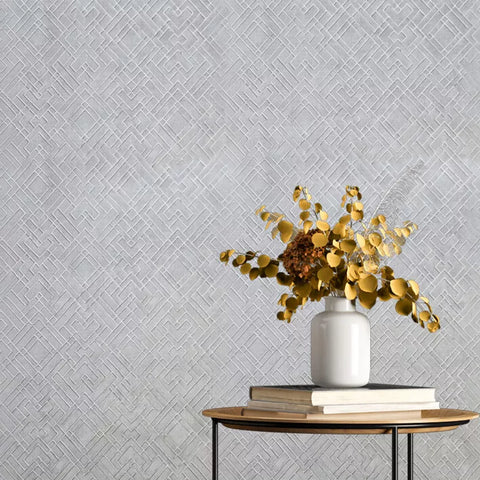 WM38828401 Geometric light gray geo lines faux tile Textured embossed modern wallpaper roll