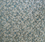 WM38828501 Geometric green gold metallic lines faux tile Textured embossed modern wallpaper