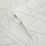 WM39118101 Geometric matte off white gold metallic lines faux plaster Textured wallpaper 3D
